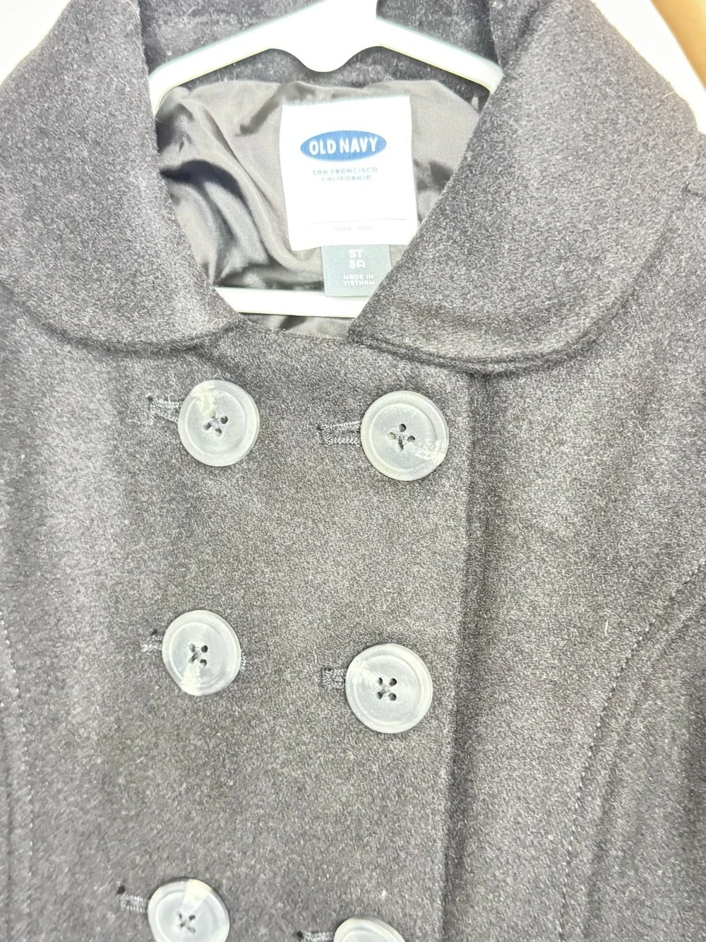 Old Navy Girls Charcoal Gray Double-Breasted Peacoat